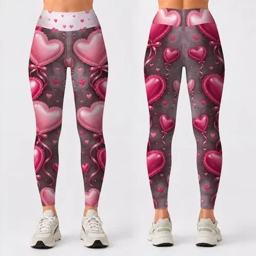 Pink Heart Balloons for Valentine’s Day Romance and Sweet Everyday Style Leggings