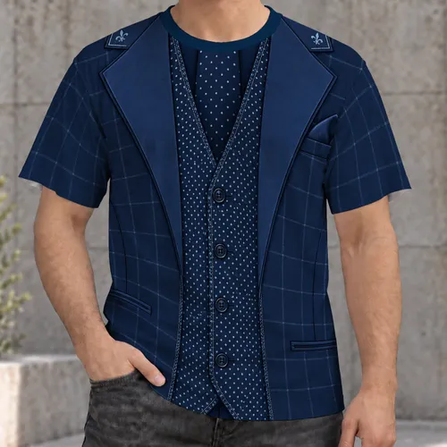 Navy Faux Suit Vest and Tie Look for Weddings, Parties and Formal Events for Men All-over Print Unisex T-shirt