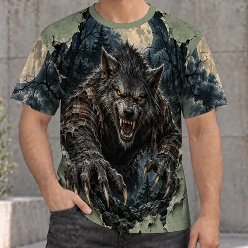 Snarling Werewolf Under Full Moon for Halloween Nights and Gothic Horror Fans All-over Print Unisex T-shirt
