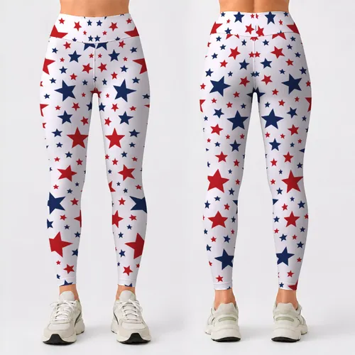 Red White And Blue Stars For Fourth Of July And Summer Patriotic Celebrations Leggings