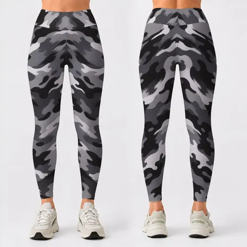 Monochrome Urban Camo for Training, Trail Runs, and Everyday Activewear Leggings