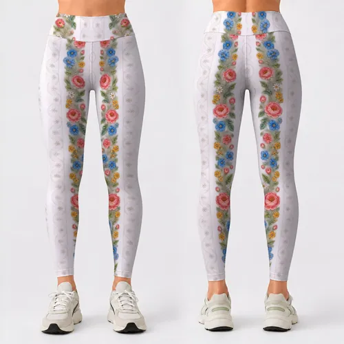 Colorful Floral Lace Stripes for Beach Days, Festivals, and Everyday Boho Style Leggings