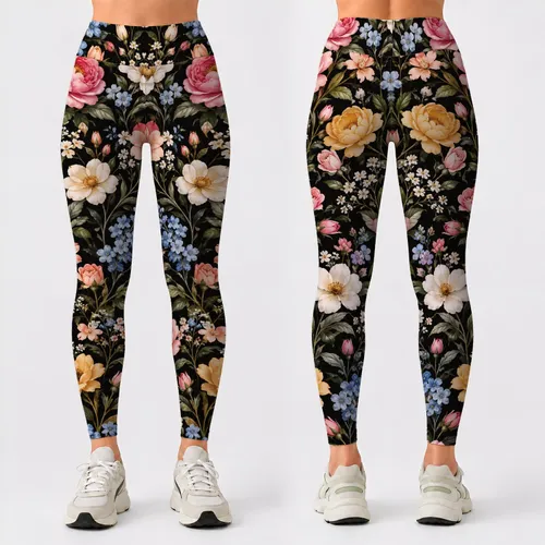 Pink Yellow And White Wildflowers For Everyday Botanical Style And Spring Outings Leggings