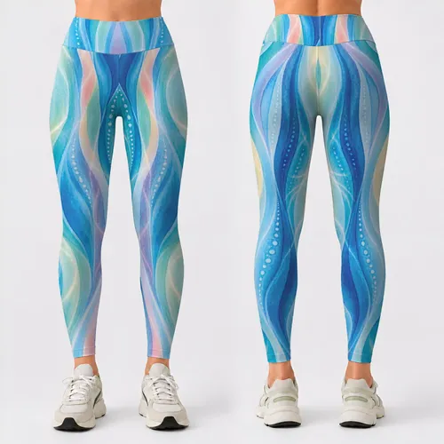 Ocean Blue And Turquoise Stripes For Breezy Summer Beach Days And Coastal Escapes Leggings