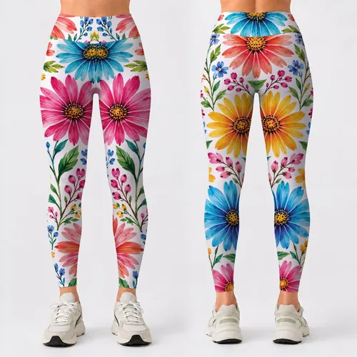 Multicolor Burst Blooms for Sunny Summer Outings and Relaxed Everyday Casual Wear Leggings