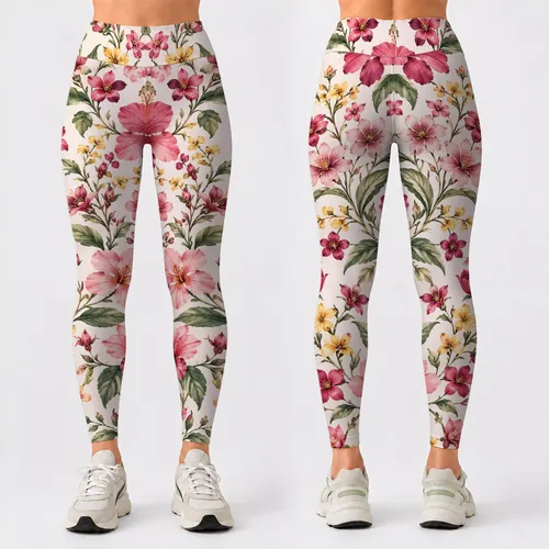 Rose And Wildflower Botanicals For Sunny Getaways And Relaxed Everyday Coastal Style Leggings