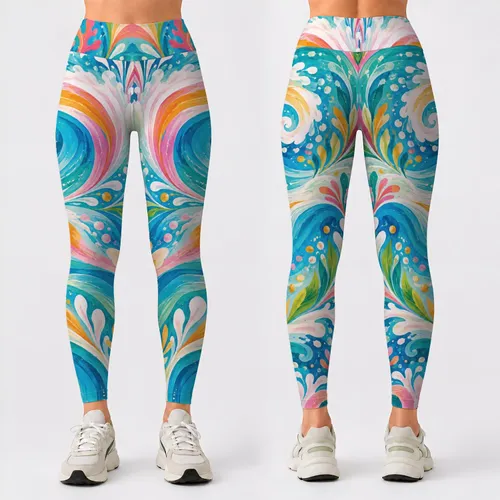 Pastel Ocean Swirls for Sunny Beach Days, Island Escapes, and Coastal Yoga Sessions Leggings