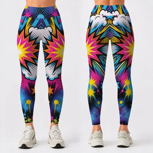 Colorful Comic Pop Art Street Style For Urban Weekends And Festival Outfits Leggings