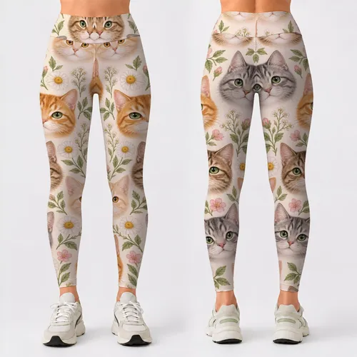 Playful Cat Faces for Cozy Weekend Lounging and Casual Everyday Style for Cat Lovers Leggings