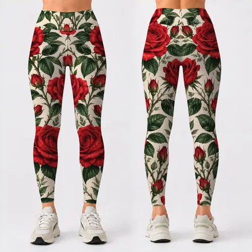 Crimson Rose Blooms for Romantic Getaways and Garden Strolls Leggings