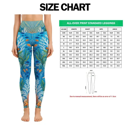 Turquoise Coral Reef and Seahorse Coastal Escape for Ocean Lovers and Beach Days Leggings