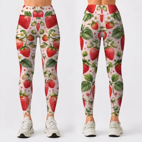 Fresh Strawberry Garden Fruit for Yoga, Pilates and Everyday Weekend Lifestyle Leggings