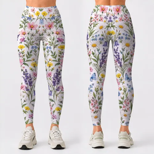 Pastel Wildflowers and Butterflies for Bright Everyday Style and Relaxed Garden Days Leggings