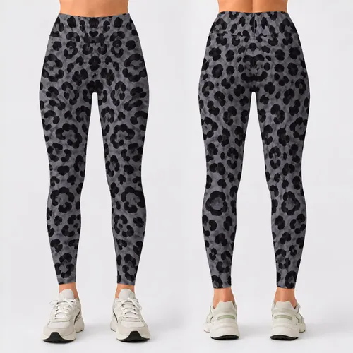 Charcoal Leopard Spots for Yoga, Pilates, Commuting, and Chic Everyday City Style Leggings