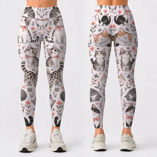 Playful Cat Faces for Yoga, Pilates, Commuting and Everyday Wear for Cat Lovers Leggings