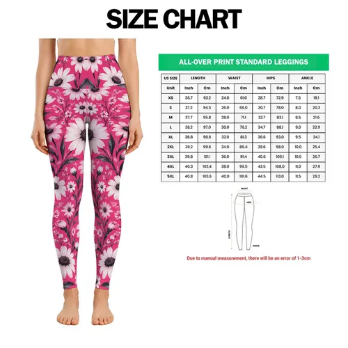 Pink Daisy Blooms for Yoga, Pilates and Everyday Casual Style for Active Women Leggings