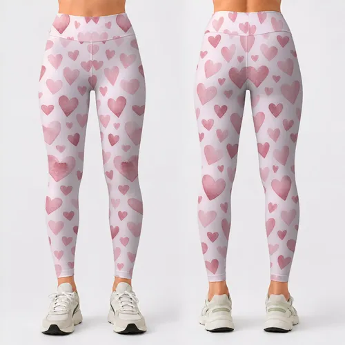 Tiny Dusty Rose Hearts for Yoga, Pilates and Everyday Activewear Styling for Women Leggings