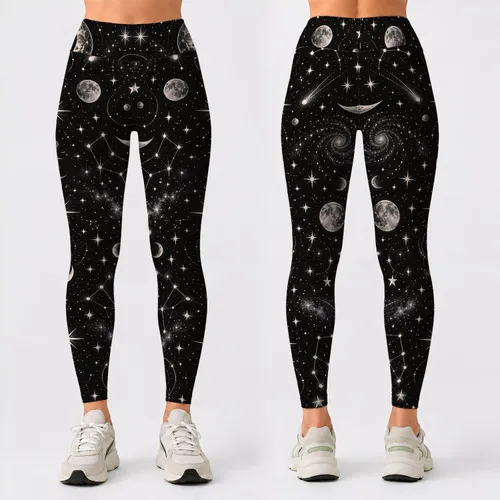 Celestial Moon And Star Motifs For Stargazing Nights And Everyday Adventure Leggings