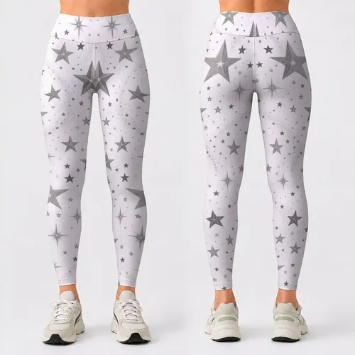 Silver Starry Skies for Yoga, Pilates, Travel and Everyday Wear for Celestial Style Lovers Leggings