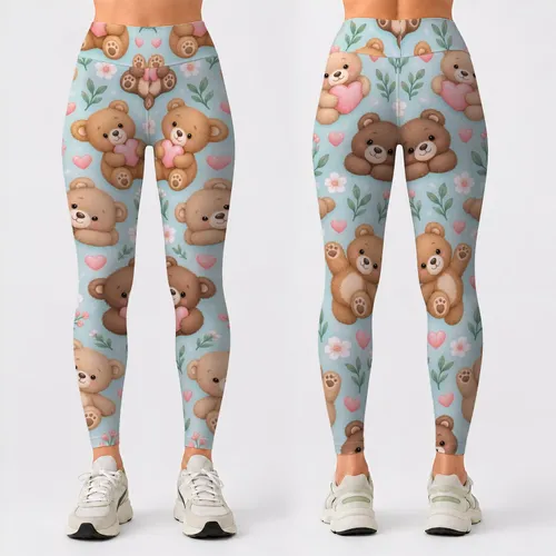 Kawaii Teddy Bears And Hearts For Yoga, Pilates, And Cozy Everyday Outings Leggings