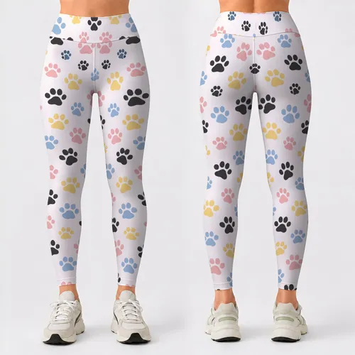 Pastel Paw Prints for Yoga, Pilates, and Everyday Adventures for Animal Lovers Leggings