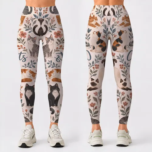 Whimsical Cats for Yoga, Pilates, Commuting and Everyday Outings for Feline Lovers Leggings