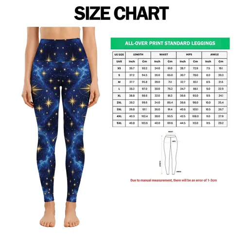 Golden Starry Sky Motifs for Yoga, Pilates, and Everyday Wear Leggings