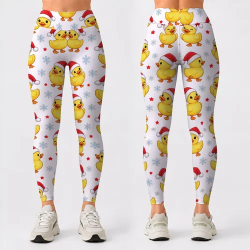 Santa Hat Rubber Ducks for Christmas Cheer and Cozy Holiday Fitness Gift for Her Leggings