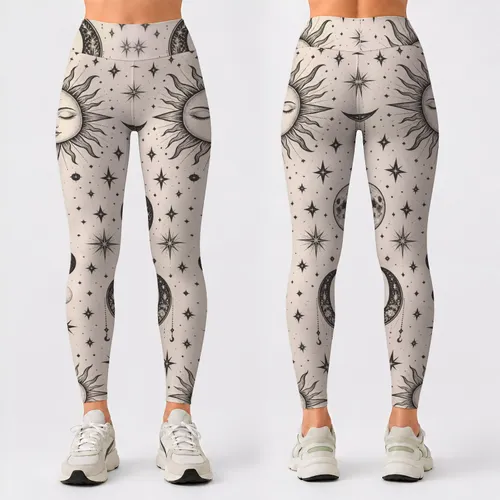 Celestial Stars and Crescent Moons for Yoga, Pilates and Everyday Wear Leggings