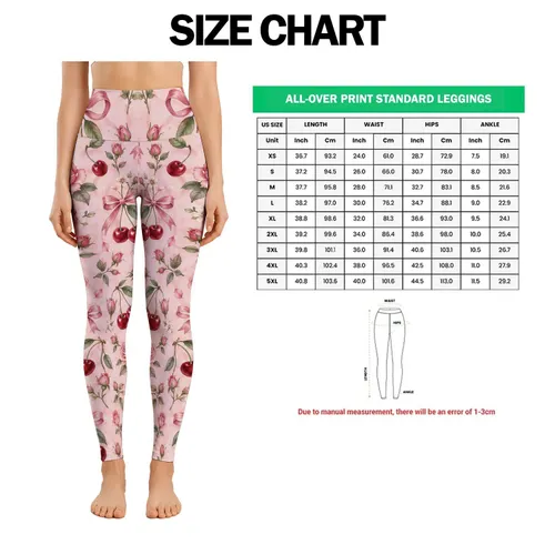 Cherry Rose Motifs for Yoga Sessions, Studio Training and Weekend Wellness for Women Leggings
