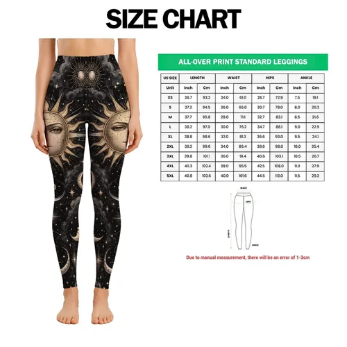 Celestial Sun Moon And Stars For Yoga, Pilates And Everyday Wear Leggings