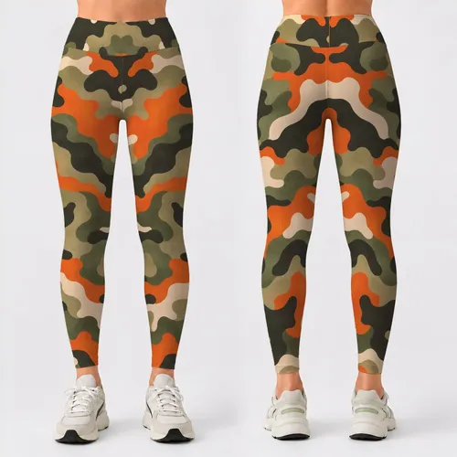 Orange Olive Camo for Yoga, Pilates, and Everyday Active Style Leggings