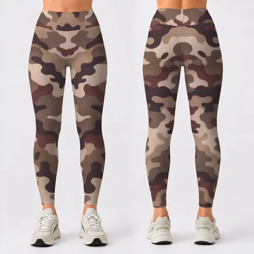 Earthy Woodland Camo For Yoga Pilates And Everyday Outdoor Style Leggings