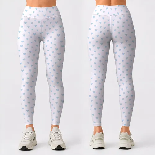 Tiny Pale Blue Hearts for Yoga, Pilates, and Everyday Wellness for Active Women Leggings