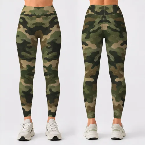 Olive Woodland Camo Style for Yoga, Pilates, and Everyday Activewear Leggings