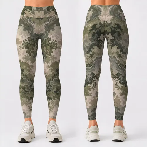 Muted Sage Olive Camo for Yoga, Pilates and Everyday Outdoor Adventures for Active Women Leggings