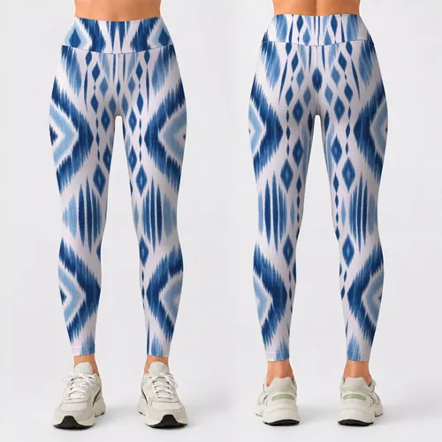 Indigo Ikat Motifs For Calm Studio Yoga, Weekend Movement And Relaxed Everyday Travel Leggings