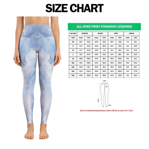 Blue Gray Cloud Wash For Yoga Pilates And Everyday Active Living Leggings