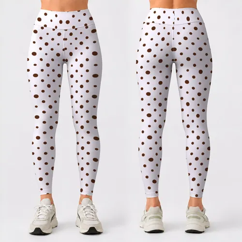 Blush Pink Cocoa Polka Dots for Yoga, Pilates, and Everyday Casual Style Leggings