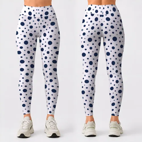 Navy Polka Dots on Ivory for Yoga, Pilates, and Everyday Studio Style Leggings