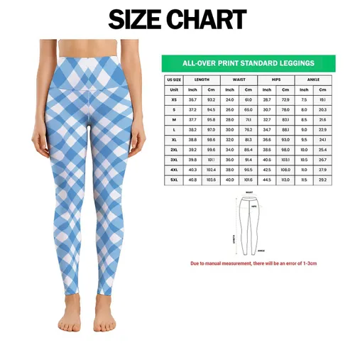 Blue Diamond-Cross Gingham Style for Yoga, Pilates and Everyday Errands for Women Leggings