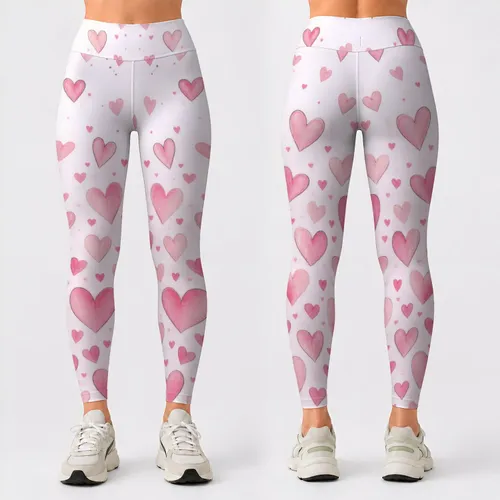 Blush Pink Hearts for Yoga, Running, Fitness, and Everyday Wellness for Active Women Leggings