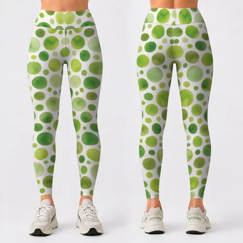Green Polka Dots for Yoga, Pilates and Everyday Active Style for Women Leggings