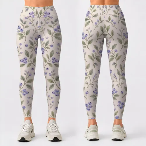 Lavender Berry Sprigs for Yoga, Pilates, and Relaxed Everyday Wear Leggings