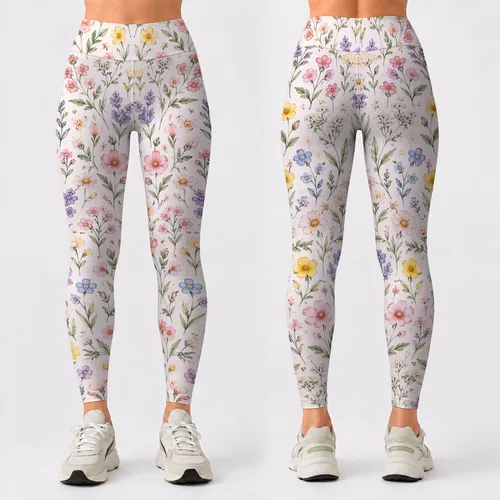 Pastel Ditsy Wildflowers for Yoga, Studio Workouts and Everyday Wellness for Women Leggings