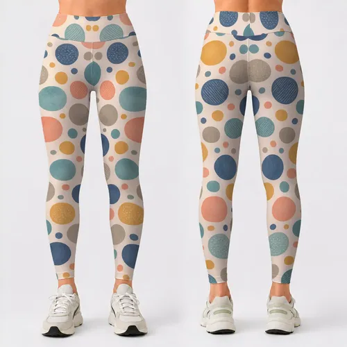 Colorful Retro Polka Dots for Yoga, Pilates, Studio Days, and Everyday Active Wear Leggings