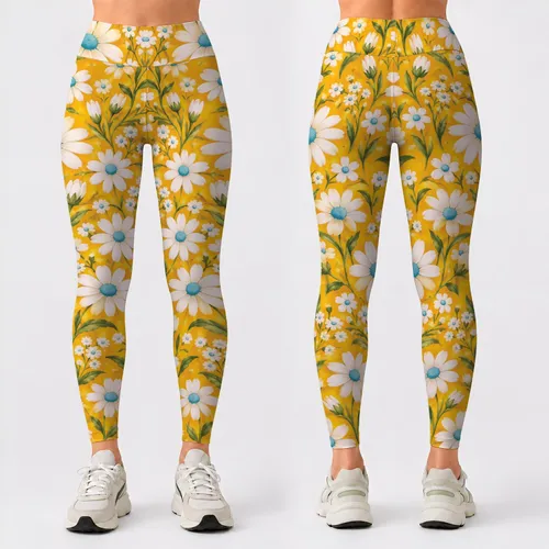 Marigold Daisy Florals for Yoga, Pilates, and Sunny Everyday Outings Leggings