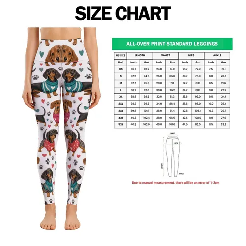 Dachshund Dogs and Paw Prints for Playful Weekend Walks and Cozy Casual Style Lovers Leggings