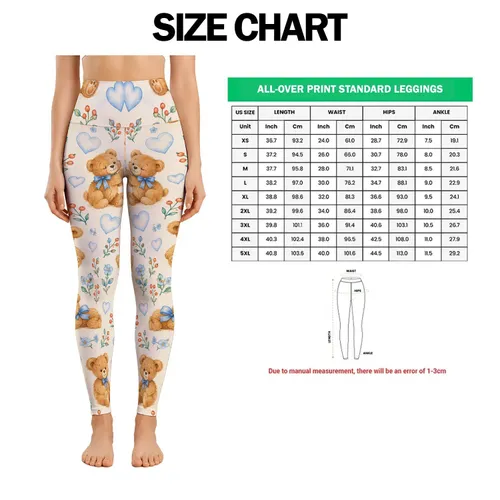 Teddy Bears and Hearts for Cozy Everyday Comfort and Sweet Casual Style Leggings
