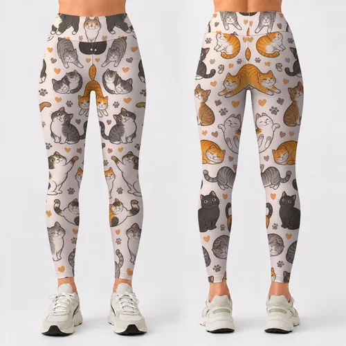 Playful Orange, Gray And Brown Cats For Cozy Everyday Style And Cat Lover Weekends Leggings
